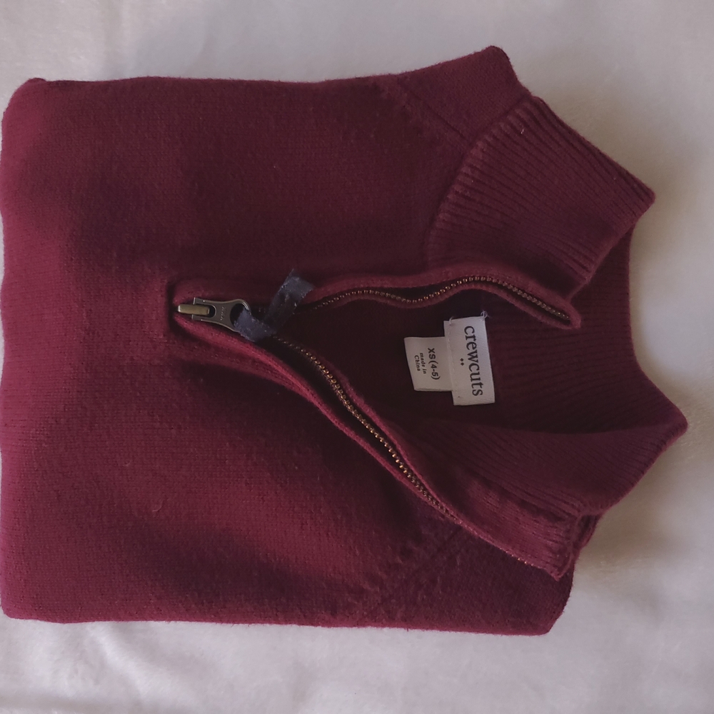 Crewcuts Kids Preppy Burgundy Sweater Quarter Zip. Back To School Fall Style. - Picture 5 of 16